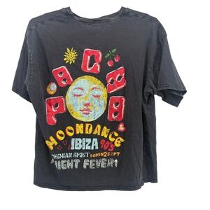 HM Divided Pacha Ibiza Moondance Graphic T-Shirt Mens Small Washed Black Faded